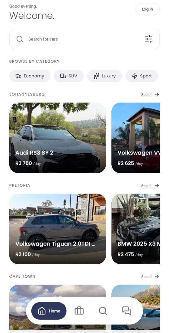 CarShareNova — browsing cars by city